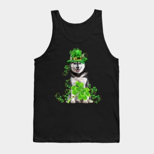 Lucky Husky Dog Shamrock St Patrick's Day Tank Top